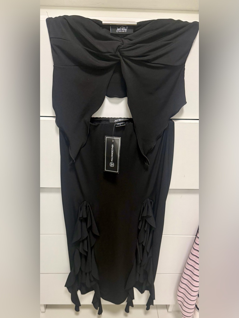 Black Women’s Evening Dress with Overlay